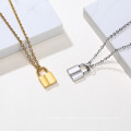 Mini Love Simple Stainless Steel Gold Plated Padlock Long Chain Necklace Vendors